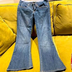 Gap 1969 low rise flare blue jeans;